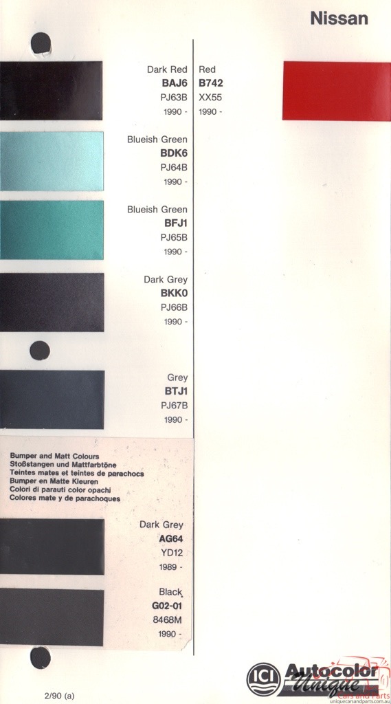 1990-1992 Nissan Paint Charts Autocolor